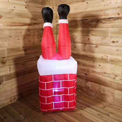 Premier 1.6M Outdoor Light Up Inflatable Christmas Santa Stuck in ...