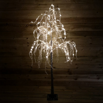 Premier 180cm Christmas Flocked Willow Tree 200 Warm White Lights and Flash Function