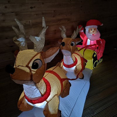 Premier 2.4M Christmas Outdoor Light Up Inflatable Santa Sleigh with Reindeer Price Comparisons | Compare The Build