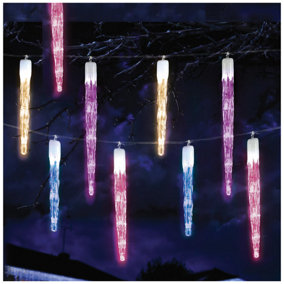 Premier - 24pc Chaser Icicles with 72 Rainbow LEDs