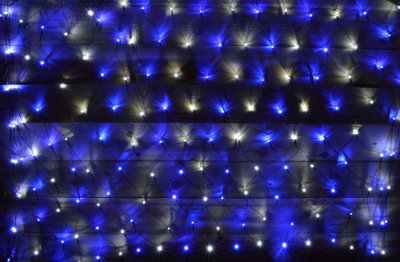 Premier 3.5m x 1.2m 360 LED Multi Action Christmas Net Window Light Blue & White