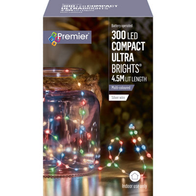 Premier 300 LED Battery Powered Compact Ultra Brights Multi 4.5m