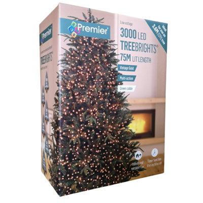 Premier - 3000 LED Multi Action Treebrights With Timer - Vintage Gold/Green