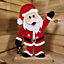 Premier 30cm Felt Santa Waving with 3 Warm White LED Lights