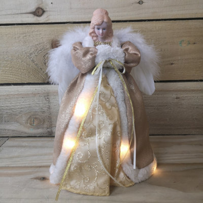 Premier 30cm Gold Angel Lit Tree Topper With Warm White LEDs - 3