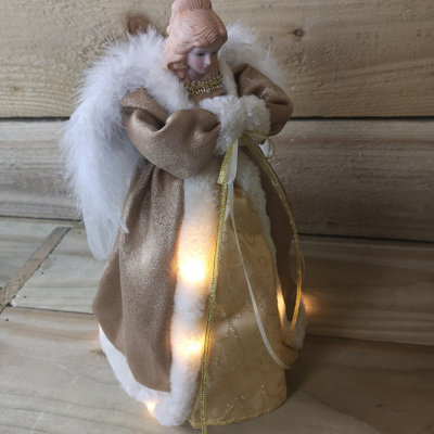 Premier 30cm Gold Angel Lit Tree Topper With Warm White LEDs - 4