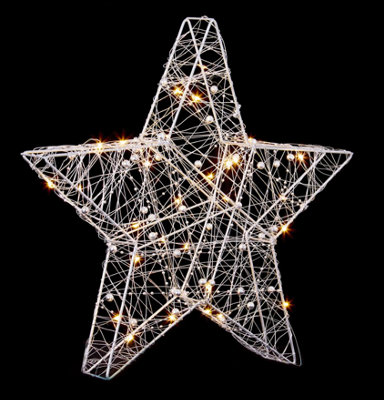 Premier - 38cm Wire Star, 30 Warm White LEDs | DIY at B&Q