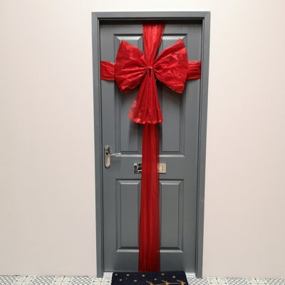 Premier 48x60cm Red Christmas Door Bow with Door Ribbon Wrap DIY at B&Q
