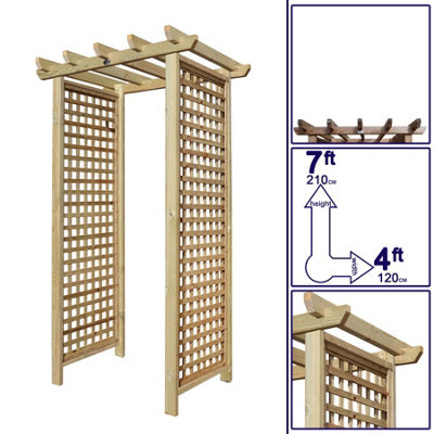 Premier Arch H:7ft (210cm) x W.4ft (120cm) Garden Walkway Archway Highgrove Square Plant Decorative Plant Climber Sides