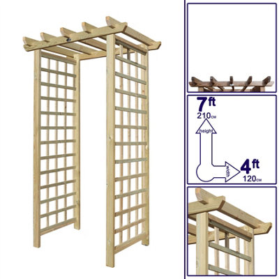 Premier Arch H:7ft (210cm) x W.4ft (120cm) Garden Walkway Archway Standard Square Plant Decorative Plant Climber Sides