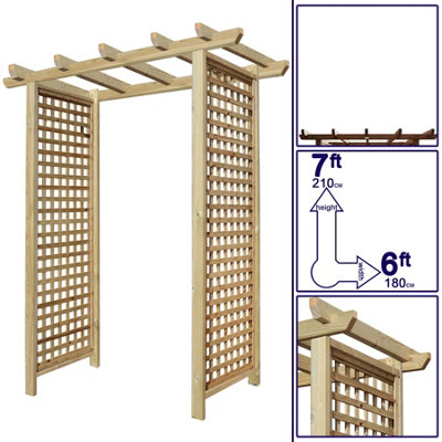 Premier Arch H:7ft (210cm) x W.6ft (180cm) Garden Walkway Archway Highgrove Square Plant Decorative Plant Climber Sides