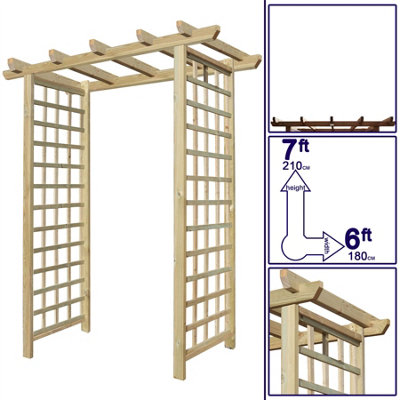 Premier Arch H:7ft (210cm) x W.6ft (180cm) Garden Walkway Archway Standard Square Plant Decorative Plant Climber Sides