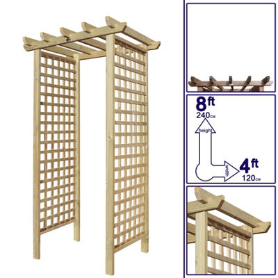 Premier Arch H:8ft (240cm) x W.4ft (120cm) Garden Walkway Archway Privacy Square Plant Decorative Plant Climber Sides