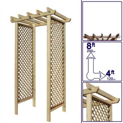 Premier Arch H:8ft (240cm) x W.4ft (120cm) Garden Walkway Archway Standard Alderley Plant Decorative Plant Climber Sides