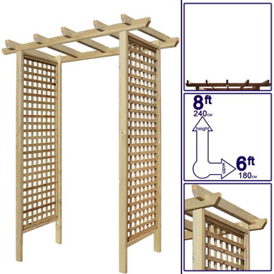Premier Arch H:8ft (240cm) x W.6ft (180cm) Garden Walkway Archway Highgrove Square Plant Decorative Plant Climber Sides