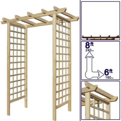 Premier Arch H:8ft (240cm) x W.6ft (180cm) Garden Walkway Archway Standard Square Plant Decorative Plant Climber Sides