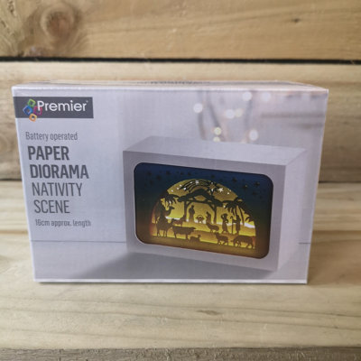 Premier Battery Operated 16x11cm Nativity Scene Paper Diorama