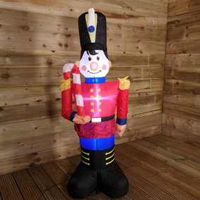 Premier Christmas 1.2M Inflatable Light Up Toy Soldier with Candy Cane