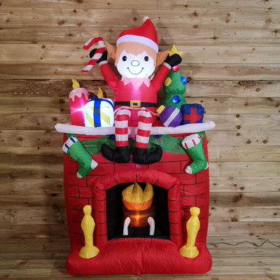 Premier Christmas 2M Light Up Fireplace Inflatable with Festive Elf and Presents Price Comparisons | Compare The Build