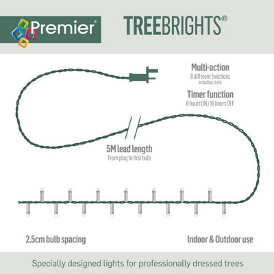 Premier Christmas Garland String Lights White Treebrights 240 LED 6M Timer