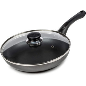Premier Cookware Frying Non Stick Fry Pan with Glass Lid - Induction Suitable Saute Pan - 20cm
