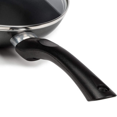 Premier Cookware Frying Non Stick Fry Pan with Glass Lid - Induction Suitable Saute Pan - 24cm