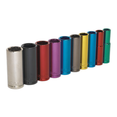 PREMIER DEEP MULTI-COLOURED SOCKET SET 3/8