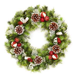 Premier Dressed Artificial Christmas Wreath Red & White 45cm Door Decoration