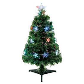 Premier Fibre Optic Star Topped Artificial Christmas Tree with Multi Coloured LED Lights 80cm