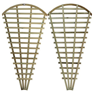 Premier Garden 10x Wooden Fan Trellis Wall Pot Fence Lattice Cone Shape Height: 180cm Arched Top Climbing Plant Vine