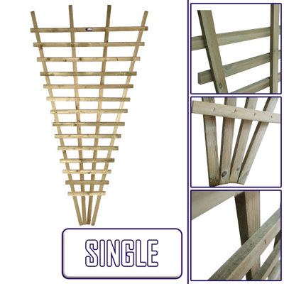 Premier Garden 1x Wooden Fan Trellis Wall/Fence Lattice Wide: 3ft (90cm) x High: 6ft (180cm) Flat Top Privacy Climbing Plant Vine