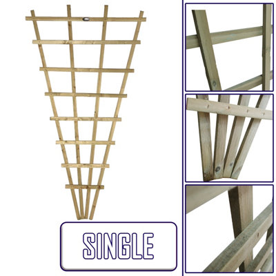 Premier Garden 1x Wooden Fan Trellis Wall/Fence Lattice Wide: 3ft (90cm) x High: 6ft (180cm) Flat Top Standard Climbing Plant Vine