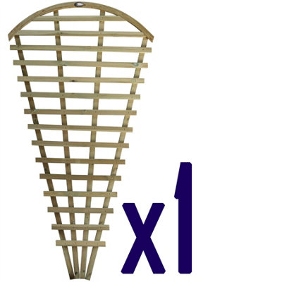 Premier Garden 1x Wooden Fan Trellis Wall Pot Fence Lattice Cone Shape Height: 180cm Arched Top Climbing Plant Vine