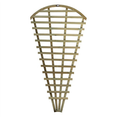 Premier Garden 2x Wooden Fan Trellis Wall Pot Fence Lattice Cone Shape Height: 180cm Arched Top Climbing Plant Vine