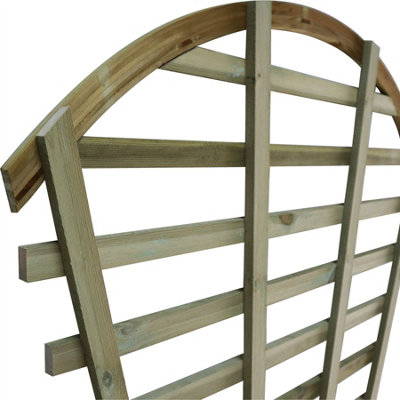 Premier Garden 4x Wooden Fan Trellis Wall Pot Fence Lattice Cone Shape Height: 180cm Arched Top Climbing Plant Vine - 8