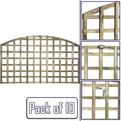 Premier Garden Supplies 10x Width: 6ft x Height: 3ft Arch Top Square Trellis Fence Topper Panel/Wall Climber Standard Design