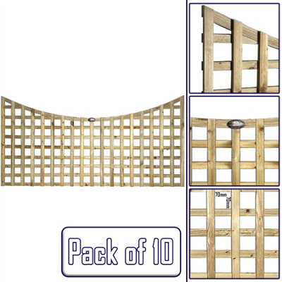 Premier Garden Supplies 10x Width: 6ft x Height: 3ft Concave Top Square Trellis Fence Topper Panel/Wall Climber Privacy Design