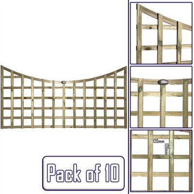 Premier Garden Supplies 10x Width: 6ft x Height: 3ft Concave Top Square Trellis Fence Topper Panel/Wall Climber Standard Design