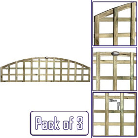 Premier Garden Supplies 3x Width: 6ft x Height: 1ft Arch Top Square Trellis Fence Topper Panel/Wall Climber Standard Design
