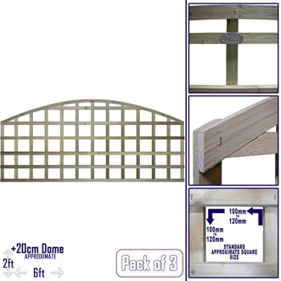 Premier Garden Supplies 3x Width: 6ft x Height: 2ft Arch Top Square Trellis Fence Topper Panel/Wall Climber Standard Design