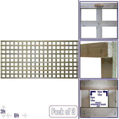 Premier Garden Supplies 3x Width: 6ft x Height: 3ft Flat Top Square Trellis Fence Topper Panel/Wall Climber Privacy Design
