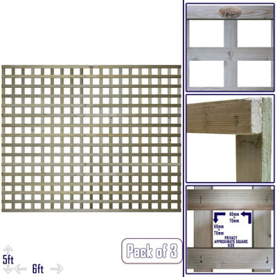 Premier Garden Supplies 3x Width: 6ft x Height: 5ft Flat Top Square Trellis Fence Topper Panel/Wall Climber Privacy Design