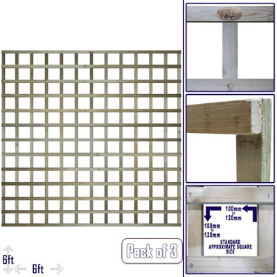 Premier Garden Supplies 3x Width: 6ft x Height: 6ft Flat Top Square Trellis Fence Topper Panel/Wall Climber Standard Design