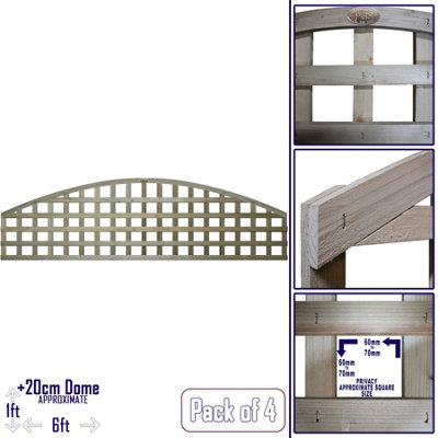 Premier Garden Supplies 4x Width: 6ft x Height: 1ft Arch Top Square Trellis Fence Topper Panel/Wall Climber Privacy Design