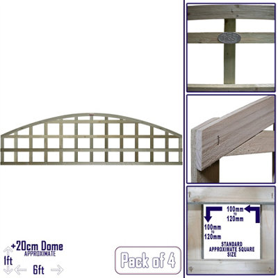 Premier Garden Supplies 4x Width: 6ft x Height: 1ft Arch Top Square Trellis Fence Topper Panel/Wall Climber Standard Design