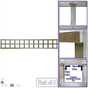 Premier Garden Supplies 4x Width: 6ft x Height: 1ft Flat Top Square Trellis Fence Topper Panel/Wall Climber Privacy Design