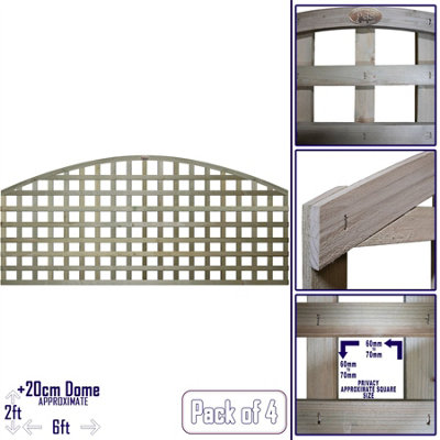Premier Garden Supplies 4x Width: 6ft x Height: 2ft Arch Top Square Trellis Fence Topper Panel/Wall Climber Privacy Design