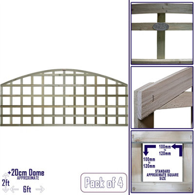 Premier Garden Supplies 4x Width: 6ft x Height: 2ft Arch Top Square Trellis Fence Topper Panel/Wall Climber Standard Design