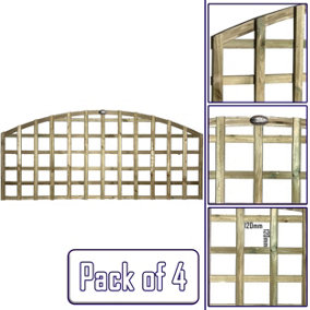 Premier Garden Supplies 4x Width: 6ft x Height: 2ft Arch Top Square Trellis Fence Topper Panel/Wall Climber Standard Design