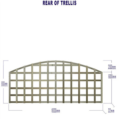 Premier Garden Supplies 4x Width: 6ft x Height: 2ft Arch Top Square Trellis Fence Topper Panel/Wall Climber Standard Design - 4